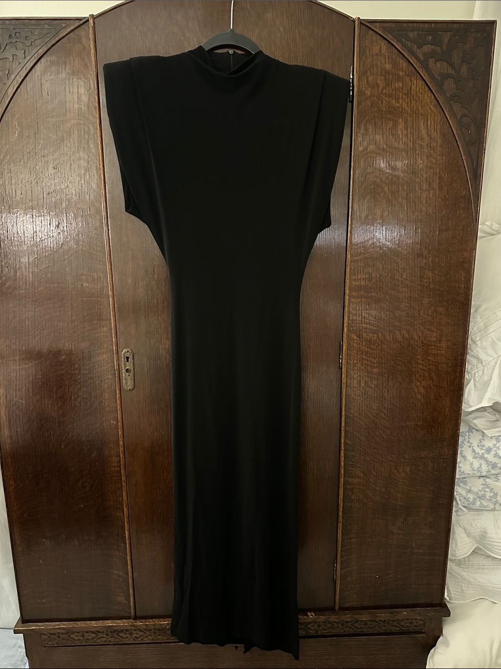 Zara Black Maxi Dress with Structured Shoulders